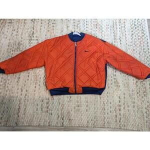 Nike Men's Large Reversible Quilted Bomber Jacket Swoosh Blue/Orange